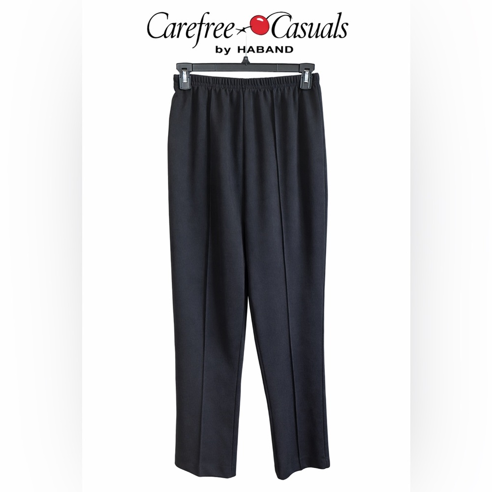 Carefree Casuals by Haband Black Pull-On Dress Pants Petite 12P Elastic Waist